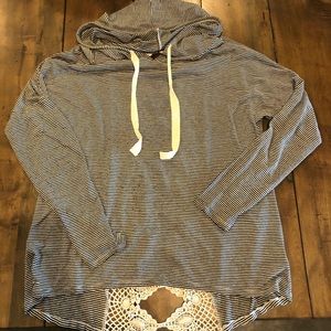 Black and Cream Striped Hoodie